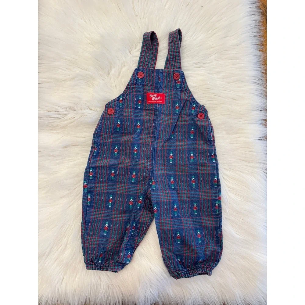 Vintage Baby‎ OshKosh B'gosh Plaid Nutcracker Overalls 6/9m Made in USA Holiday